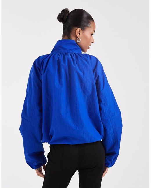 ASOS Blue Oversized Bubble Hem Track Jacket