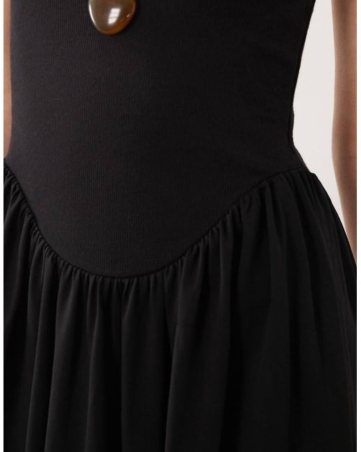 ASOS Black Bubble Hem Midi Dress