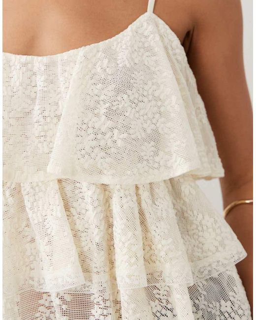 Gina Tricot Blue Lace Frill Singlet Top