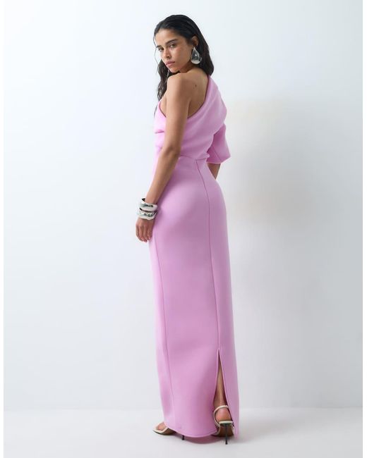 ASOS Pink Scrunch One Shoulder Maxi Dress