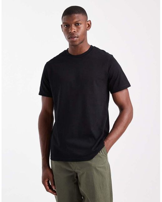 Camiseta Negra Básica Con Cuello Redondo De ASOS de hombre de color Blue