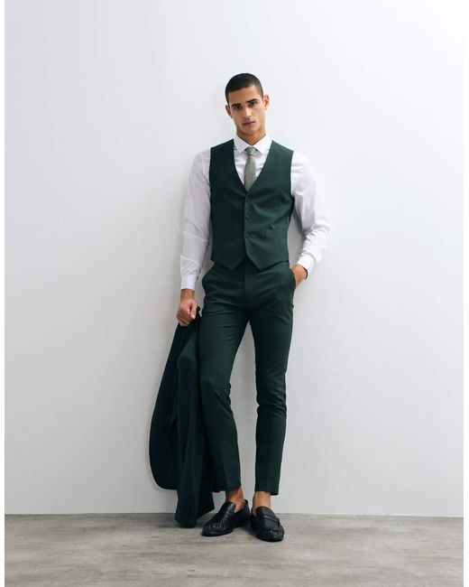ASOS Green Skinny Suit Waistcoat for men