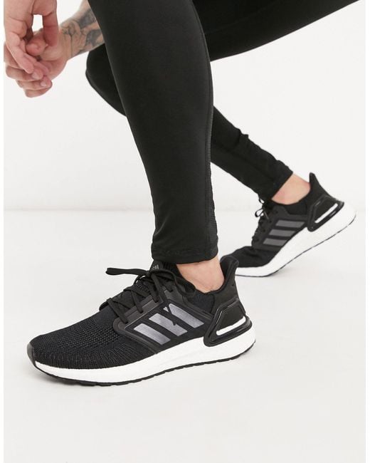 Zapatillas negras con suela blanca Running Ultraboost 20 Adidas Originals de hombre de color Black
