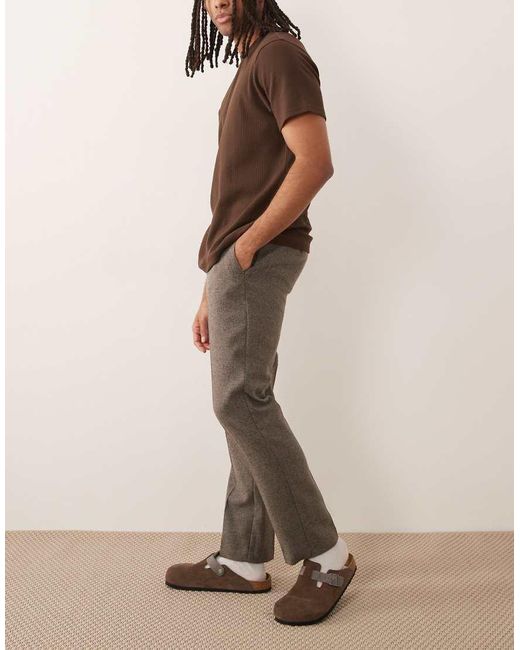 ASOS Natural Tailored Slim Trousers With Wool Blend for men