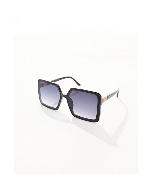 South Beach Black 70's Oversized Square Sunglasses