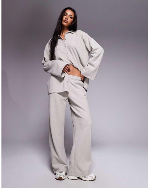 Kaiia Purple Exclusive Cotton Rich Ribbed Straight Leg jogger Co-ord