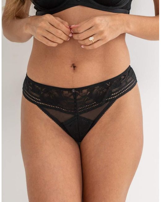 Pour Moi Black Taylor Lace V Front Thong