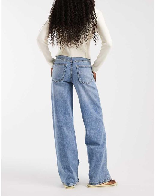 Noisy May Blue Kenzie Mid Rise Wide Leg Jeans