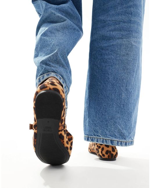 Asos Design Wide Fit Blue – lottie – mary-jane-ballerinas aus wildlederimitat mit leopardenmuster, weite passform