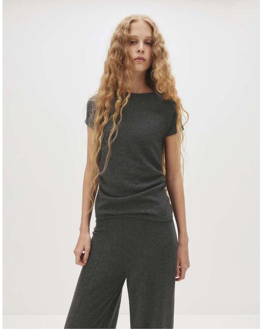 Pull&Bear Green Gathered Soft Touch T-Shirt