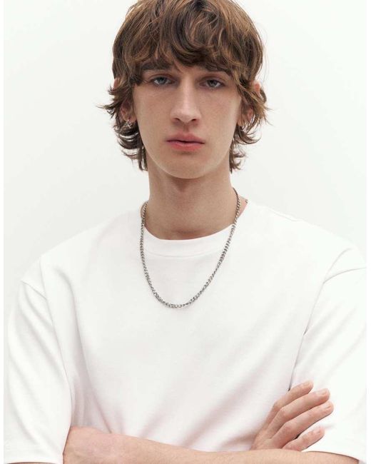 Pull&Bear White Boxy Oversized Interlock T-shirt for men