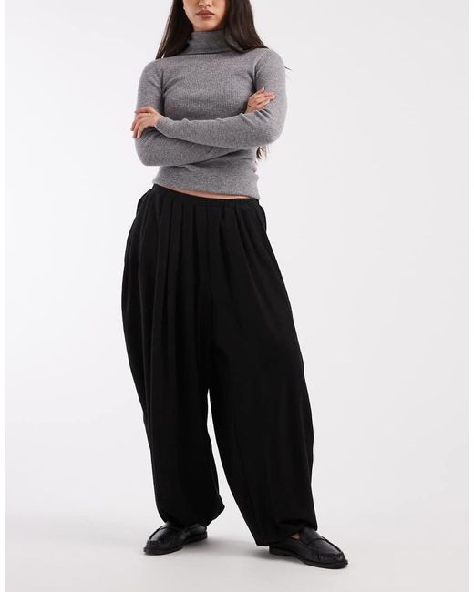 ASOS Black Pleated Barrel Leg Trousers