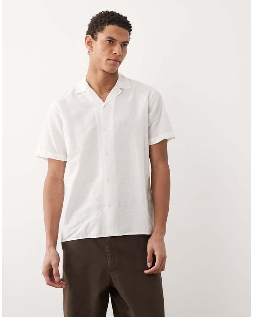 JJ Rebel White Linen-blend Short Sleeve Shirt for men