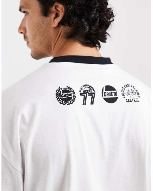 ASOS White Oversized Tee With Castrol Print for men