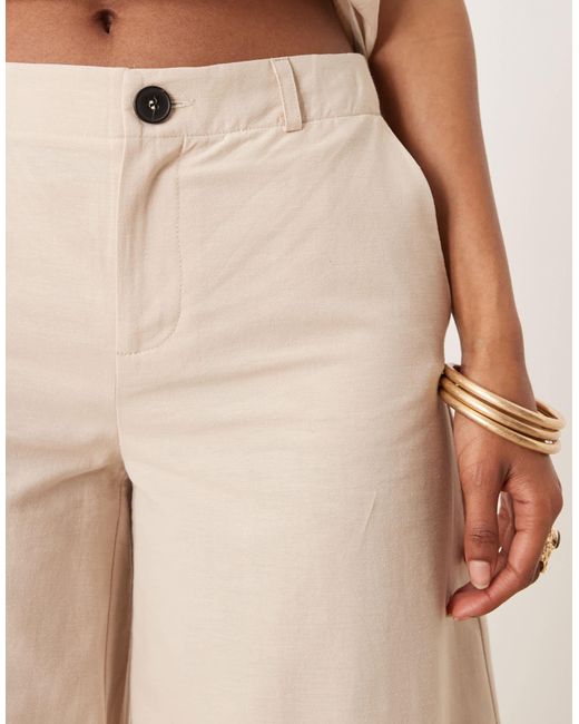 ASOS Natural Linen Blend Barrel Leg Trouser