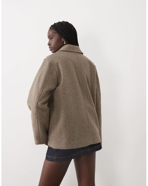 Vila Natural Short Wool-look Button Front Jacket