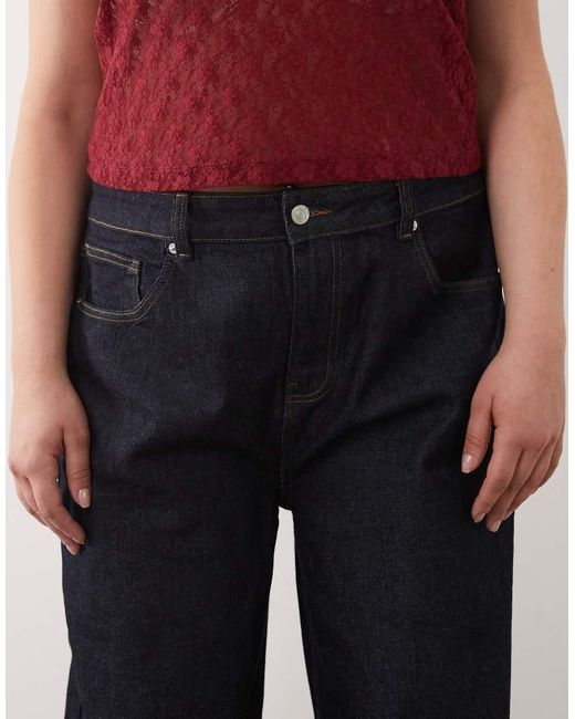 ASOS Multicolor Asos Design Curve High Waist Straight Wide Leg Jeans
