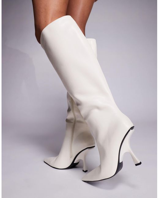 Public Desire Gray Third Date High Heel Knee Boots