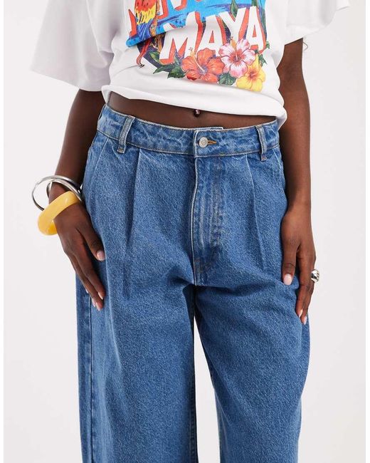 ASOS Blue Pleat Front Horseshoe Jean