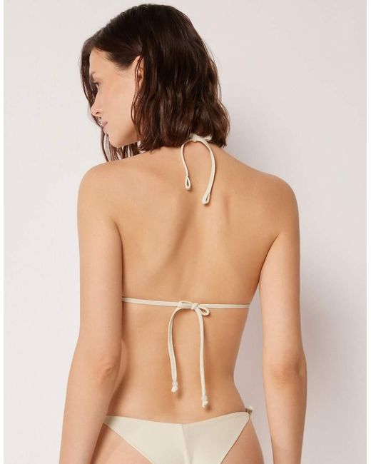 Calzedonia Natural Padded Triangle Bikini Top Sequin Net