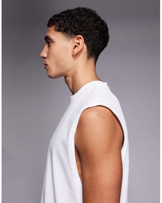 4505 White Back Print Oversized Heavyweight Cotton Training Tank With Quick Dry Finish for men