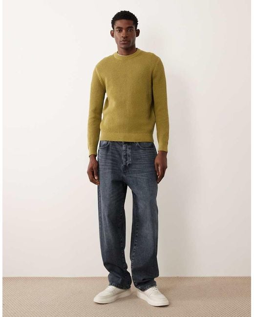 Mango Green Waffle Knit Crew Neck Jumper