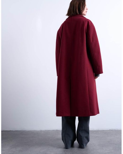 TOPSHOP Red Clean Double Breasted Longline Coat