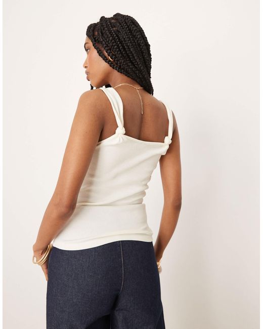 ASOS White Vest With Knot Strap Detail