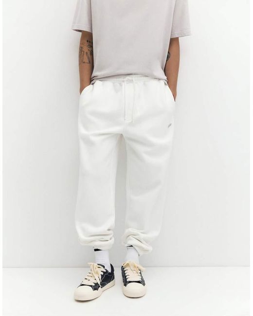 Pull&Bear White Stwd joggers for men