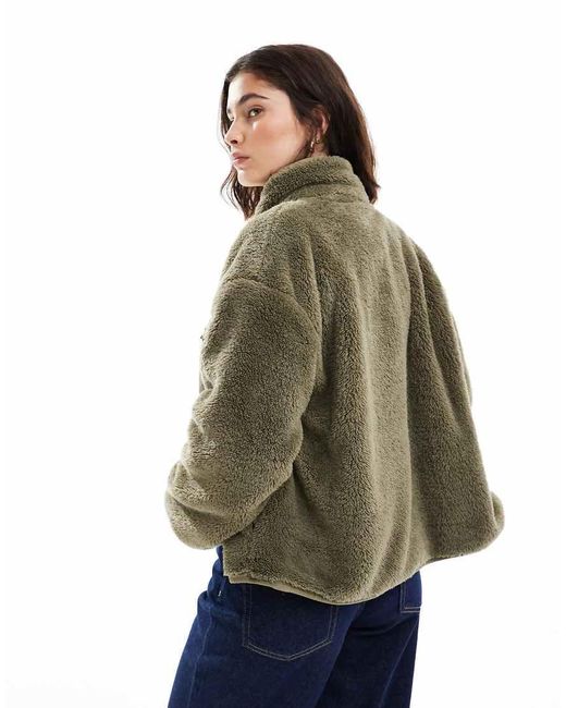 ONLY Green Oversize Contrast Pocket Fleece