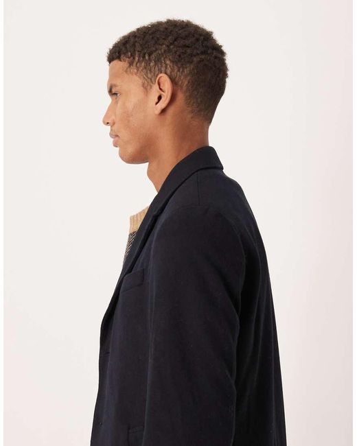 Mango Blue Wool Mix Tailored Coat for men