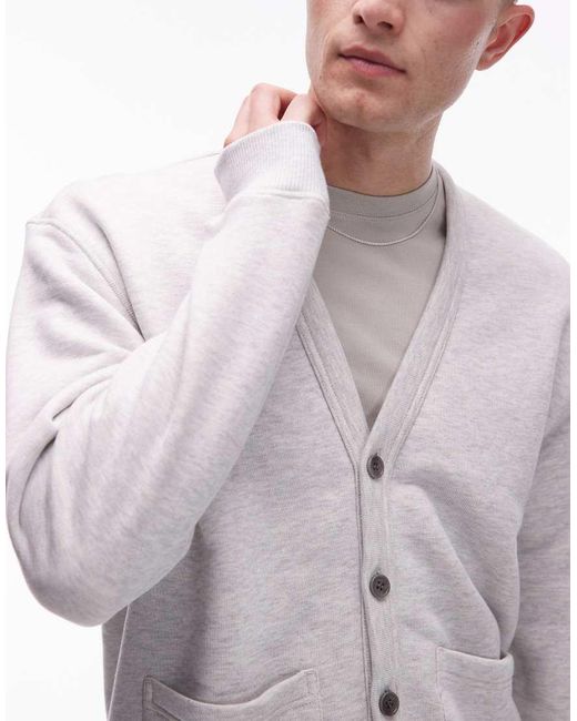 ARKET Gray Midweight Terry Cardigan With V-neck for men