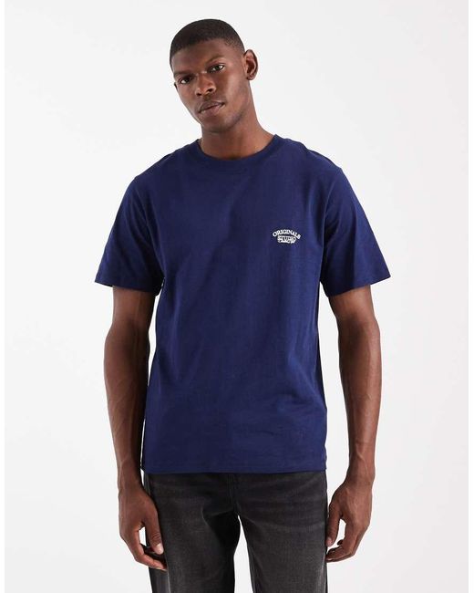 Jack & Jones Blue Oversized Originals T-shirt With Back Print for men