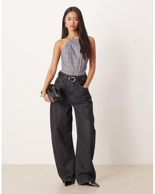 ASOS Gray Square Neck Fitted Bodysuit