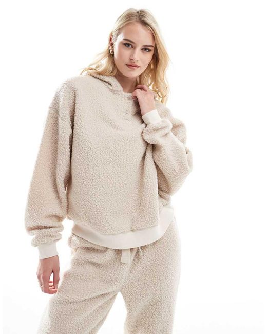 ASOS Natural Asos Design Tall Lounge Borg Oversized Hoodie & Sweatpants Set