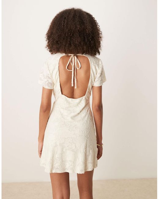 ASOS White Flutter Sleeve V Neck Mini Dress