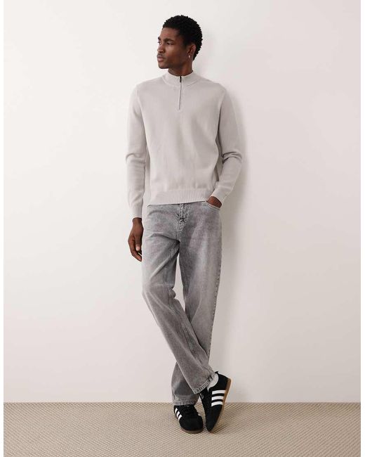 Mango Gray Performance Quarter Zip Jumper for men