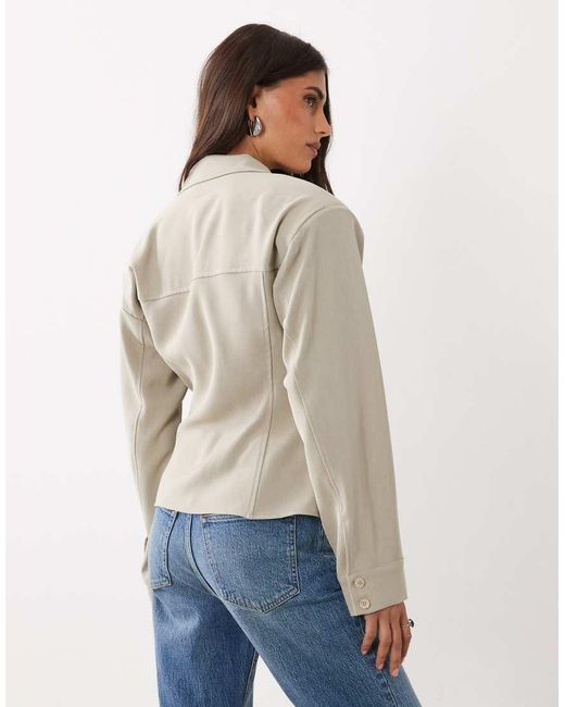 ASOS Natural Tailored Draped Lapel Military Pirate Shirt