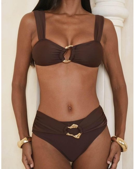 Moda Minx Brown Bralet Bikini Top With Molten Hardware Detail