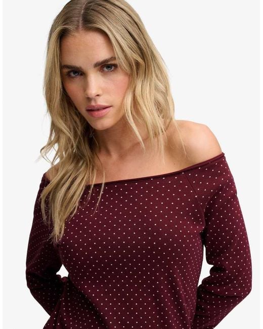Superdry Red Bardot Off Shoulder Top