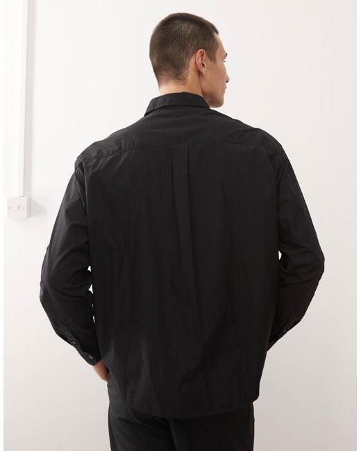 Weekday Black Co-ord Oversized Shirt With Silver Embroidery for men