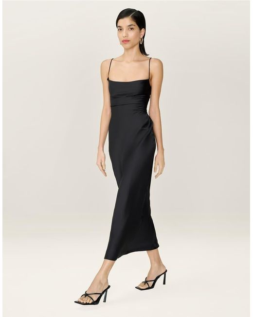 OMNES White Dresses Riviera Satin Midi Dress With Lace-Up Back