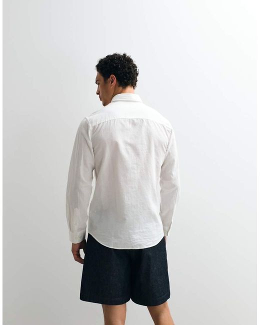 Jack & Jones White Linen Blend Regular Shirt for men