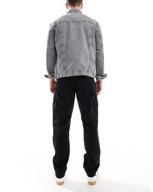 Don't Think Twice Gray Dtt Rigid Straight Fit Cargo Jeans for men