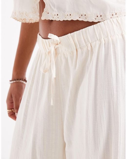 ASOS White Crinkle Texture Pull On Trousers