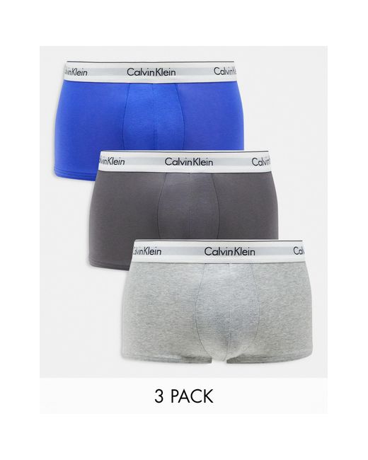 Confezione da 3 paia di boxer aderenti a vita bassa di Calvin Klein in Blue da Uomo
