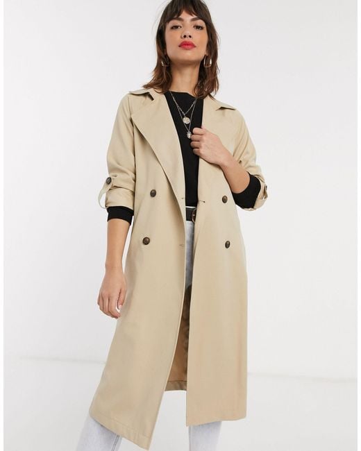 Stradivarius Long Flowy Trench Coat in Natural | Lyst Canada