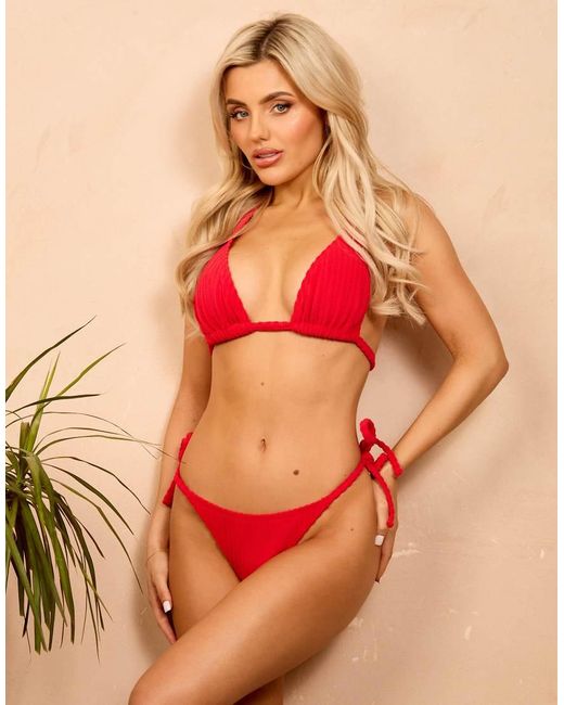 Wolf & Whistle Red X Isabella Whittingham Textu Triangle Bikini Top