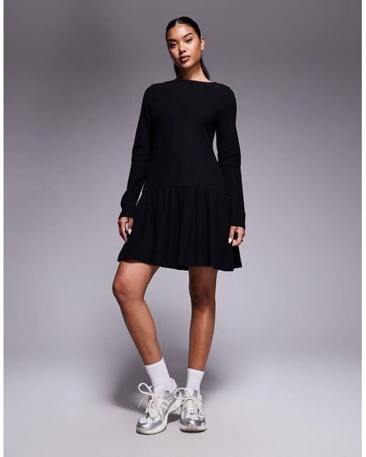 ASOS Blue Super Soft Corset Dropped Waist Detail Mini Dress