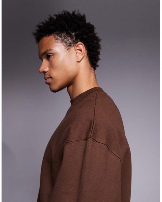 Sudadera Marrón Extragrande De Tejido Grueso De 400 G/M² Premium De ASOS de hombre de color Brown